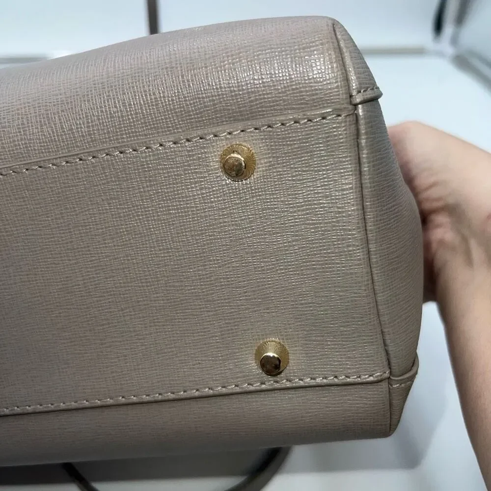 Furla Agata Saffiano Leather Crossbody Bag in Sabbia